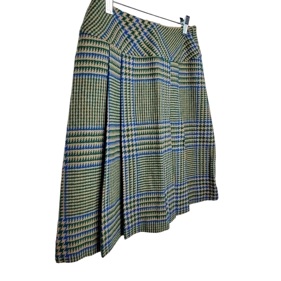 Vintage Koret of California 70s Green and Blue Houndstooth Wool Skirt, Sz 10 - Picture 2 of 9